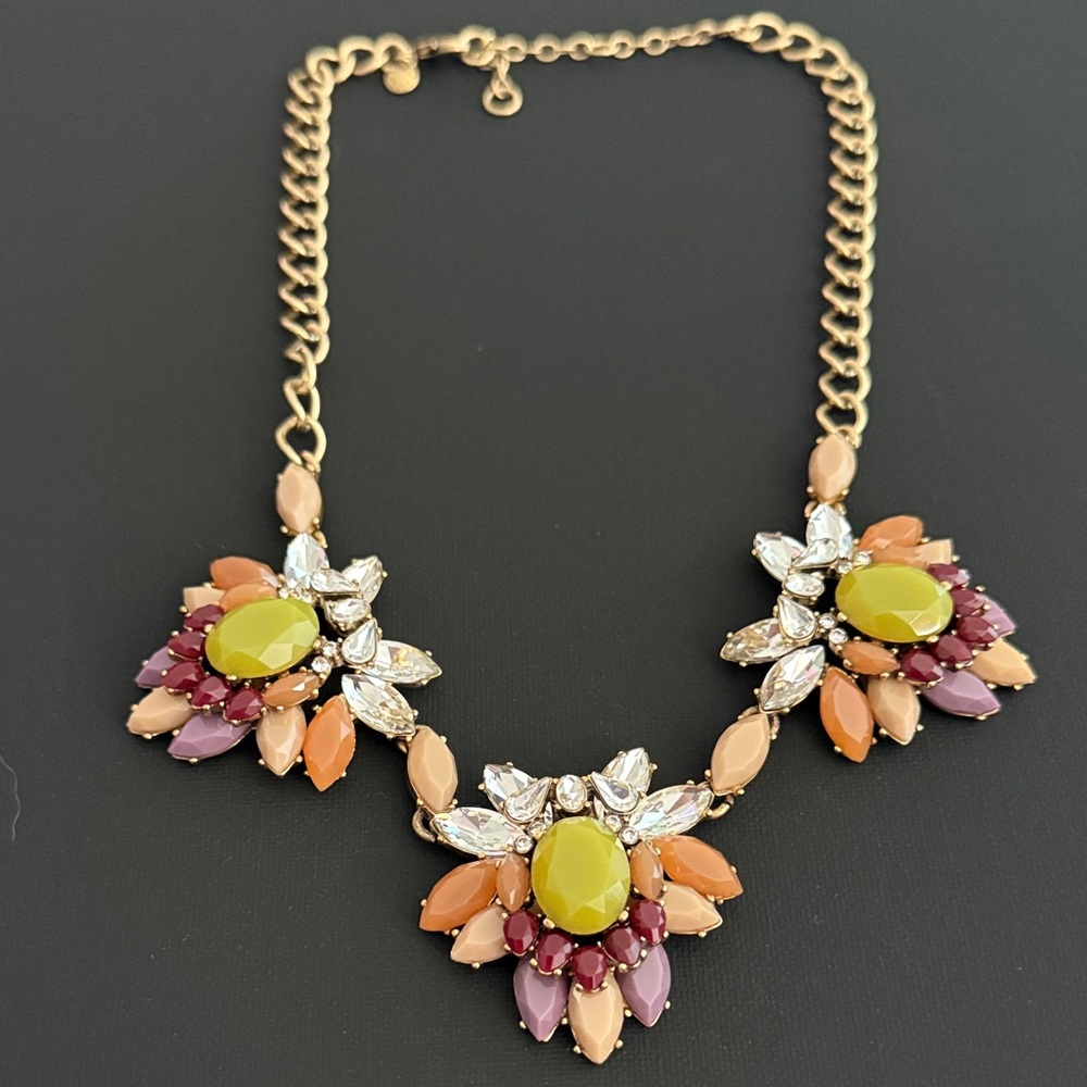 J.Crew “Flower Boom” Statement Necklace | Bold Floral | 21” Adjustable